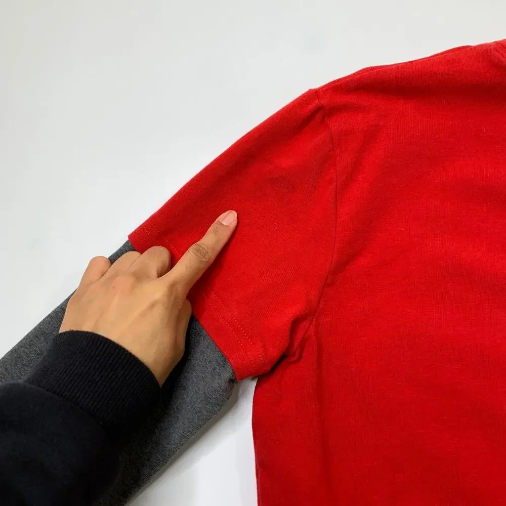 Vintage Nike T Shirt Youth Boys XL Red Gray Layered Double Sleeve Crew 90s